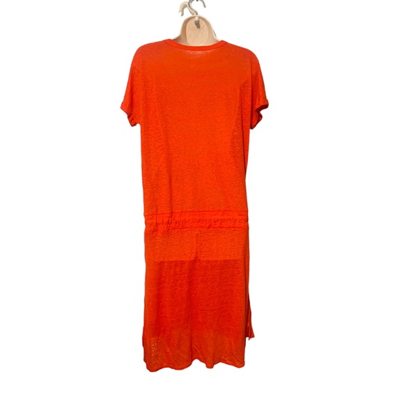 Firth‎ 100%  linen t shirt dress Hi Low Hem Drawstring waist sz L - Picture 3 of 9